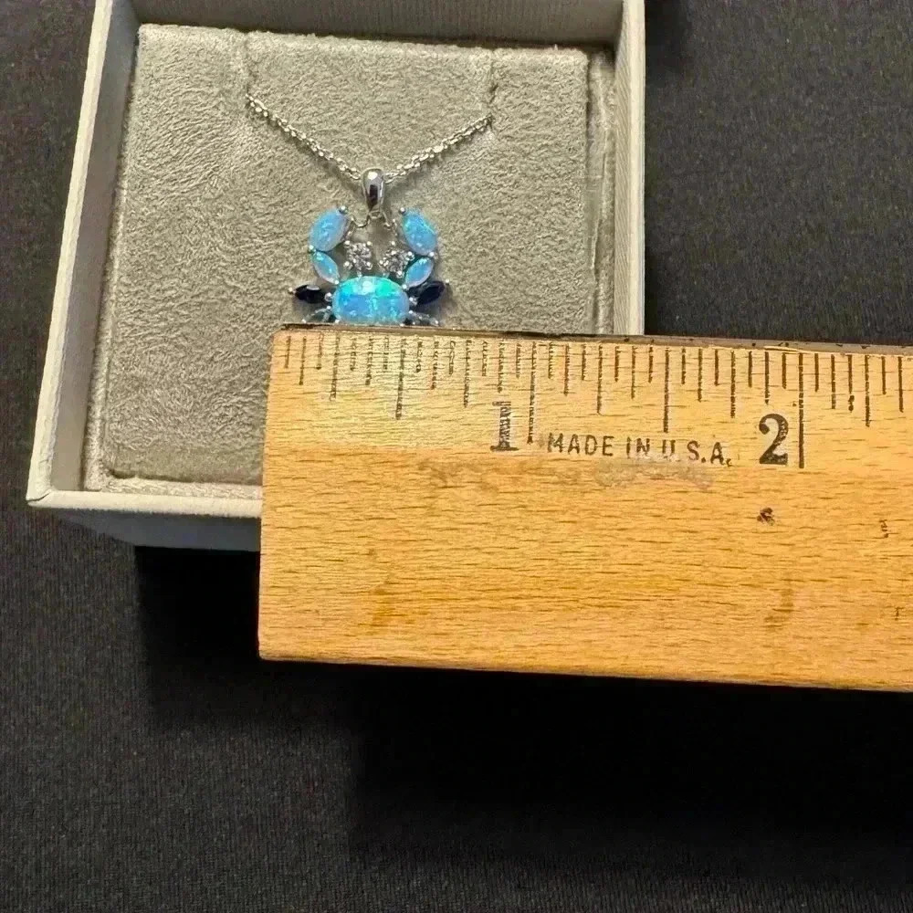 Crab Pendant with Created Gems (Blue Opal, Blue Topaz, and Sapphire) (NWOT) - Picture 5 of 5